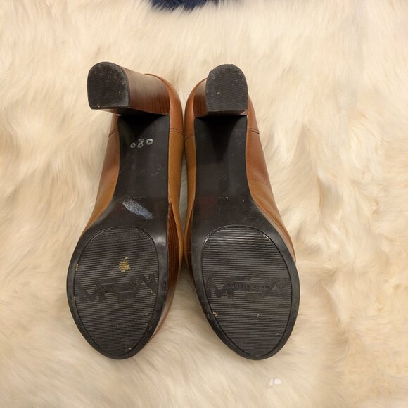 Marc Fisher Tan  Leather Platform Heel Penny Loafers - Picture 3 of 5